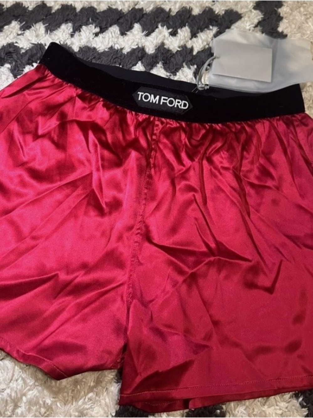 Tom Ford Kids Satin Shorts in Fuchsia with Black Waistband